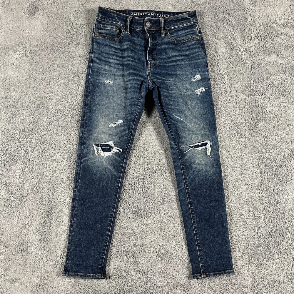 American Eagle Athletic Skinny Jeans Men 29x30 FITS 29x28 Blue AirFlex Temp Tech